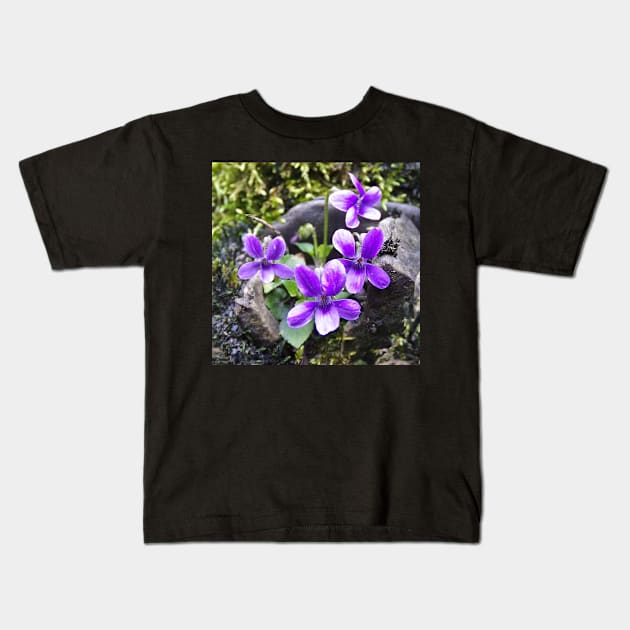 WILD WELSH VIOLETS Kids T-Shirt by dumbodancer